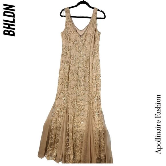 BHLD VADA DRESS SEQUINED BLUSH ROSE GOLD GOWN NWT SIZE 12 STUNNING - Picture 3 of 9